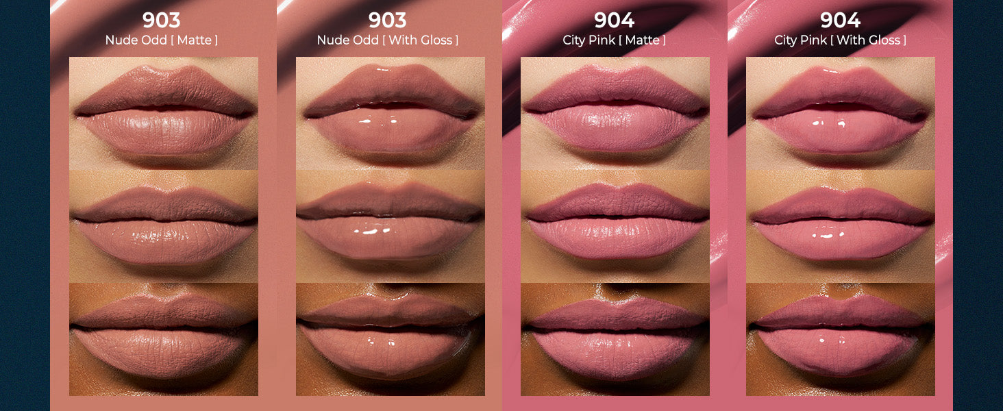 Lip swatch 908 In Caffeine Matte & Gloss